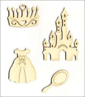 Embellissement Scrap Panoplie de la Princesse, en Carton bois