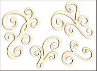 Embellissement Scrap Lots de Grandes Volutes, en Carton bois